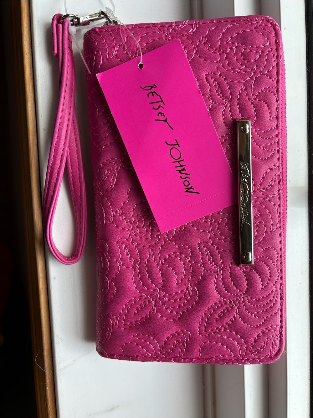 Betsey Johnson Rosebud Azalea Quilted Wristlet Wallet Clutch